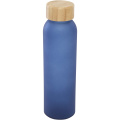 Lume 500 ml Flasche aus mattiertem Kalknatronglas mit Bambusdeckel, Ozeanblau