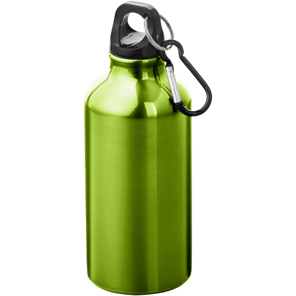Logo trade promotional giveaways image of: Oregon 400 ml aluminium water bottle with carabiner