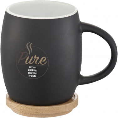 Logo trade promotional merchandise picture of: Hearth 400 ml ceramic mug with wooden coaster