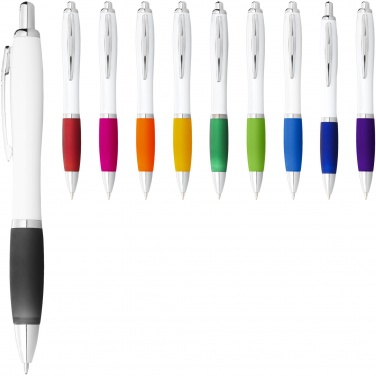 Logotrade promotional merchandise picture of: Nash ballpoint pen with white barrel and coloured grip
