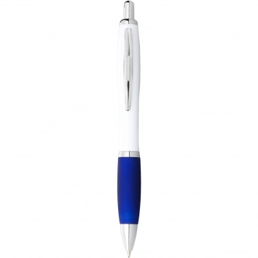 Logo trade advertising product photo of: Nash ballpoint pen white barrel and coloured grip
