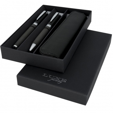 Logo trade advertising products picture of: Carbon duo pen gift set with pouch
