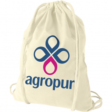Logo trade promotional giveaway photo of: Oregon 100 g/m² cotton drawstring bag 5L