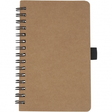 Logo trade promotional merchandise photo of: Cobble A6 wire-o recycled cardboard notebook with stone paper