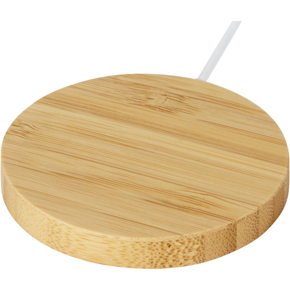 Logo trade advertising products image of: Atra 10W bamboo magnetic wireless charging pad