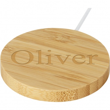 Logo trade business gift photo of: Atra 10W bamboo magnetic wireless charging pad
