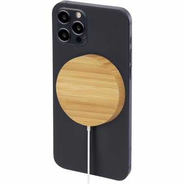 Logotrade promotional item picture of: Atra 10W bamboo magnetic wireless charging pad