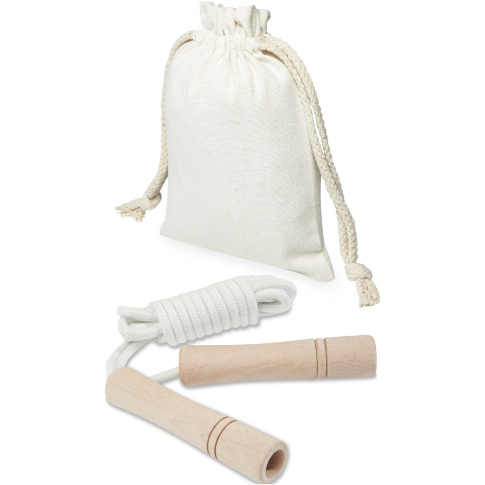 Logo trade promotional giveaways image of: Denise wooden skipping rope in cotton pouch