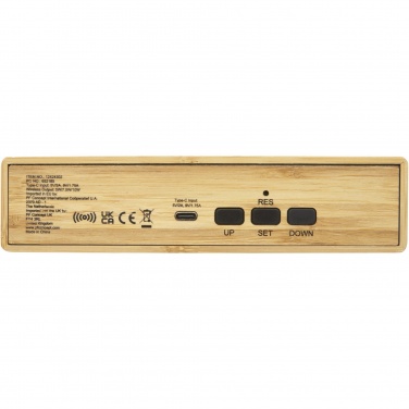 Logo trade promotional merchandise image of: Minata bamboo wireless charger with clock