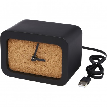Logo trade corporate gifts image of: Momento wireless limestone charging desk clock