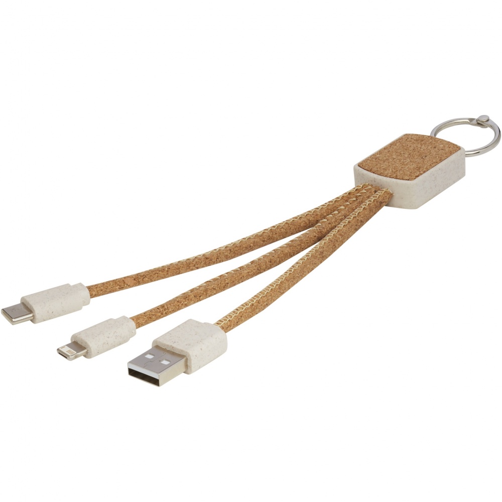 Logo trade corporate gifts picture of: Bates wheat straw and cork 3-in-1 charging cable