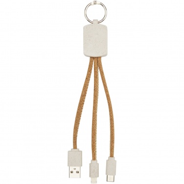 Logotrade promotional merchandise image of: Bates wheat straw and cork 3-in-1 charging cable
