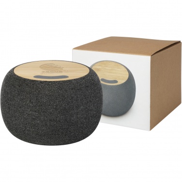Logo trade promotional gifts image of: Ecofiber bamboo/RPET Bluetooth® speaker and wireless charging pad