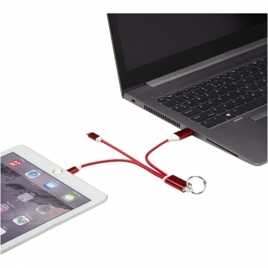 Logotrade promotional merchandise picture of: Metal 4-in-1 recycled aluminium charging cable with keychain