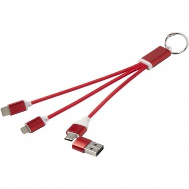 Logotrade advertising product image of: Metal 4-in-1 recycled aluminium charging cable with keychain