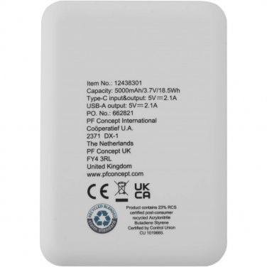 Logotrade promotional gift image of: Asama 5000 mAh Type-C recycled plastic power bank