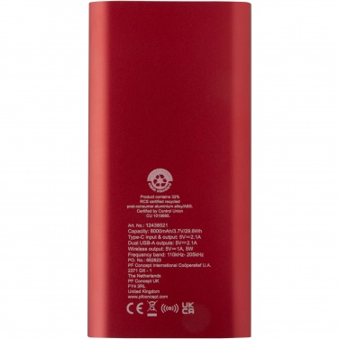 Logotrade promotional items photo of: Juice 8000 mAh Type-C recycled aluminium wireless power bank