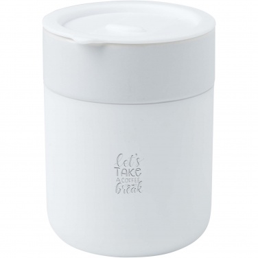 Logo trade promotional merchandise image of: Java 330 ml ceramic tumbler with silicone wrap and plastic lid