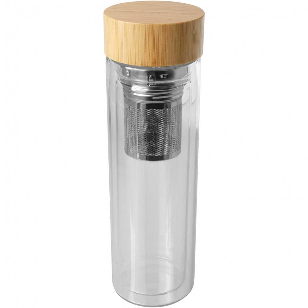 Logotrade promotional item image of: Bailey 400 ml borsilicate glass infuser bottle with bamboo lid
