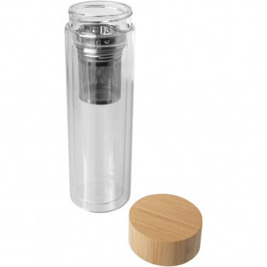 Logo trade promotional giveaway photo of: Bailey 400 ml borsilicate glass infuser bottle with bamboo lid