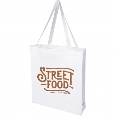 Logo trade corporate gifts picture of: Madras 140 g/m² GRS recycled cotton gusset tote bag