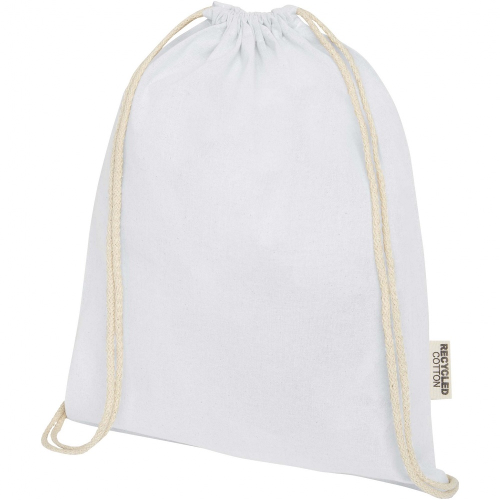 Logo trade promotional giveaway photo of: Oregon 140 g/m² GRS recycled cotton drawstring bag