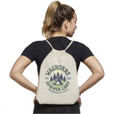 Logo trade promotional merchandise image of: Oregon 140 g/m² GRS recycled cotton drawstring bag