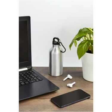 Logo trade business gifts image of: Oregon 400 ml aluminium water bottle with carabiner