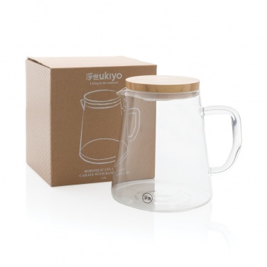 Logo trade promotional merchandise image of: Ukiyo borosilicate glass carafe with bamboo lid 1.2L