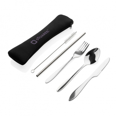 Logo trade promotional gift photo of: 4 PCS stainless steel re-usable cutlery set