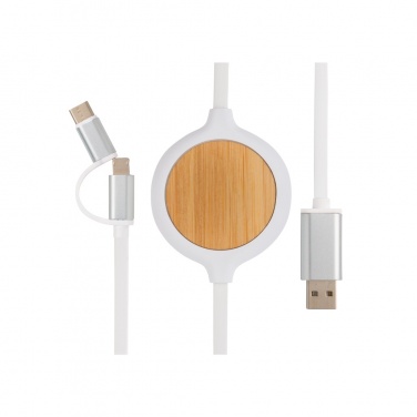 Logotrade promotional item image of: 3-in-1 cable with 5W bamboo wireless charger