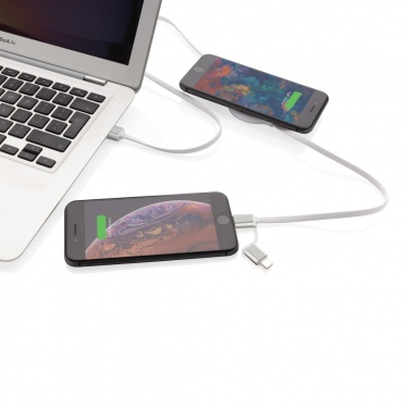 Logo trade promotional merchandise picture of: 3-in-1 cable with 5W bamboo wireless charger