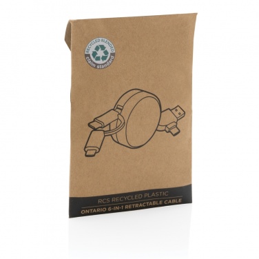 Logotrade promotional gifts photo of: RCS recycled plastic Ontario 6-in-1 retractable cable