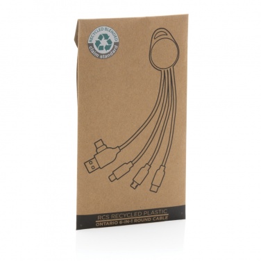 Logo trade advertising products picture of: RCS recycled plastic Ontario 6-in-1 round cable