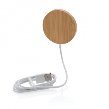 Logo trade promotional items picture of: 10W bamboo magnetic wireless charger