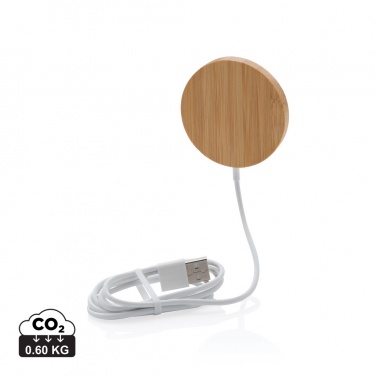 Logo trade promotional gifts image of: 10W bamboo magnetic wireless charger