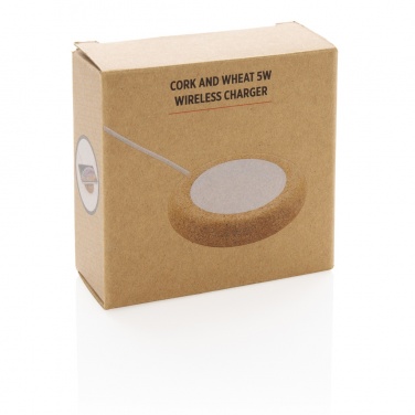 Logo trade corporate gifts image of: Cork and Wheat 5W wireless charger
