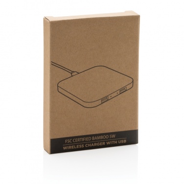 Logotrade promotional gift picture of: Bamboo 5W wireless charger with USB