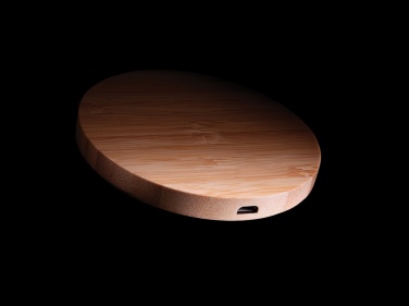 Logo trade promotional gifts picture of: Bamboo 5W round wireless charger