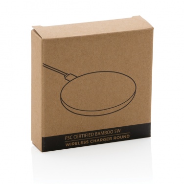 Logotrade promotional gift image of: Bamboo 5W round wireless charger