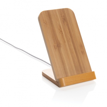 Logo trade promotional item photo of: Bamboo 5W wireless charging stand