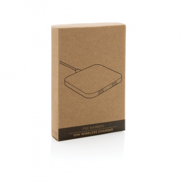 Logo trade corporate gifts picture of: Bamboo 10W wireless charger with USB