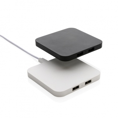 Logo trade promotional products picture of: RCS recycled plastic 10W Wireless charger with USB Ports