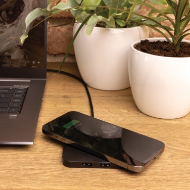 Logo trade promotional item photo of: RCS recycled plastic 10W Wireless charger with USB Ports