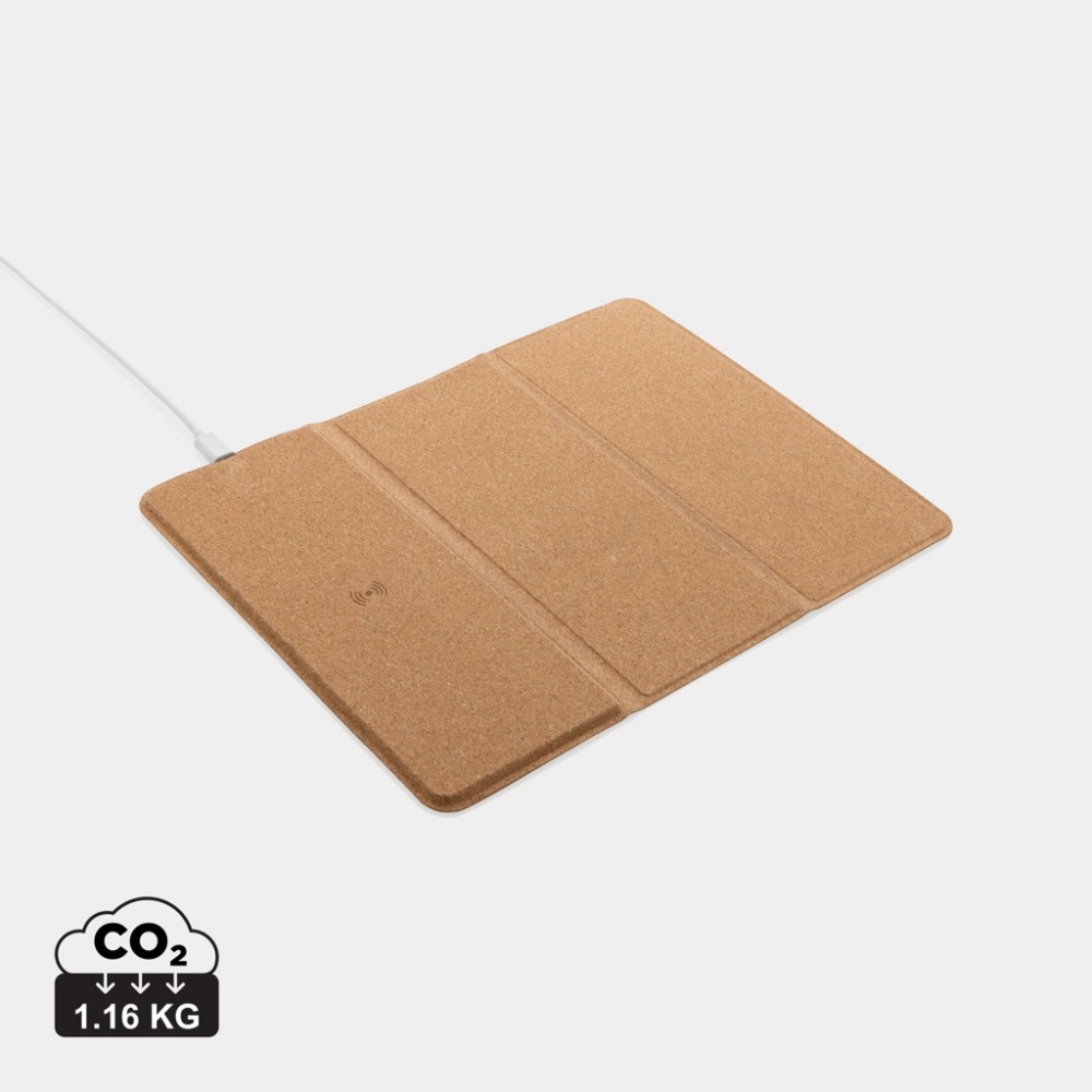 Logotrade promotional item image of: 10W wireless charging cork mousepad and stand