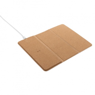 Logo trade promotional item photo of: 10W wireless charging cork mousepad and stand