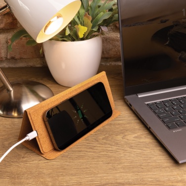 Logo trade promotional gifts image of: 10W wireless charging cork mousepad and stand