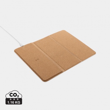 Logotrade promotional products photo of: 10W wireless charging cork mousepad and stand