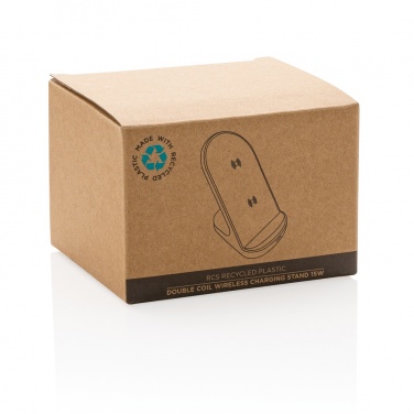 Logo trade advertising products image of: RCS recycled plastic double coil wireless stand 15W