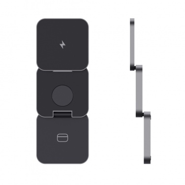 Logo trade promotional merchandise image of: Terra RCS recycled aluminum foldable 3 in 1 15W charger